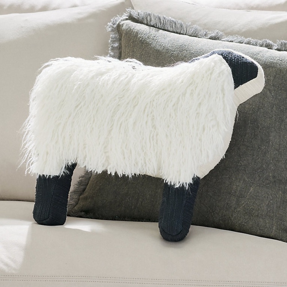 White and Black Sheep Plush Pillow